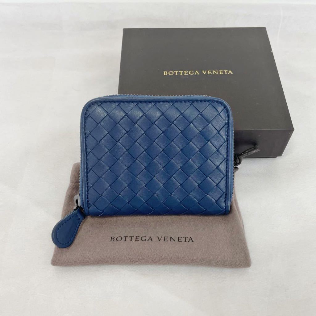 BOTTEGA VENETA 財布 レザー イントレ コインケース　ネイビー　紺　ボッテガヴェネタ 小銭入れ ラウンドファスナー_画像1