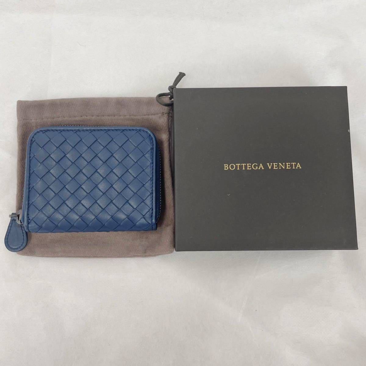 BOTTEGA VENETA 財布 レザー イントレ コインケース ネイビー 紺