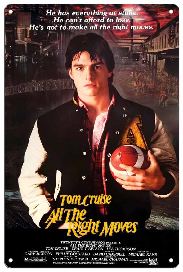 映画【トム・クルーズ/Tom Cruise】栄光の彼方に / All the Right Moves メタルプレート ブリキ看板 サビ風なし -2_画像1