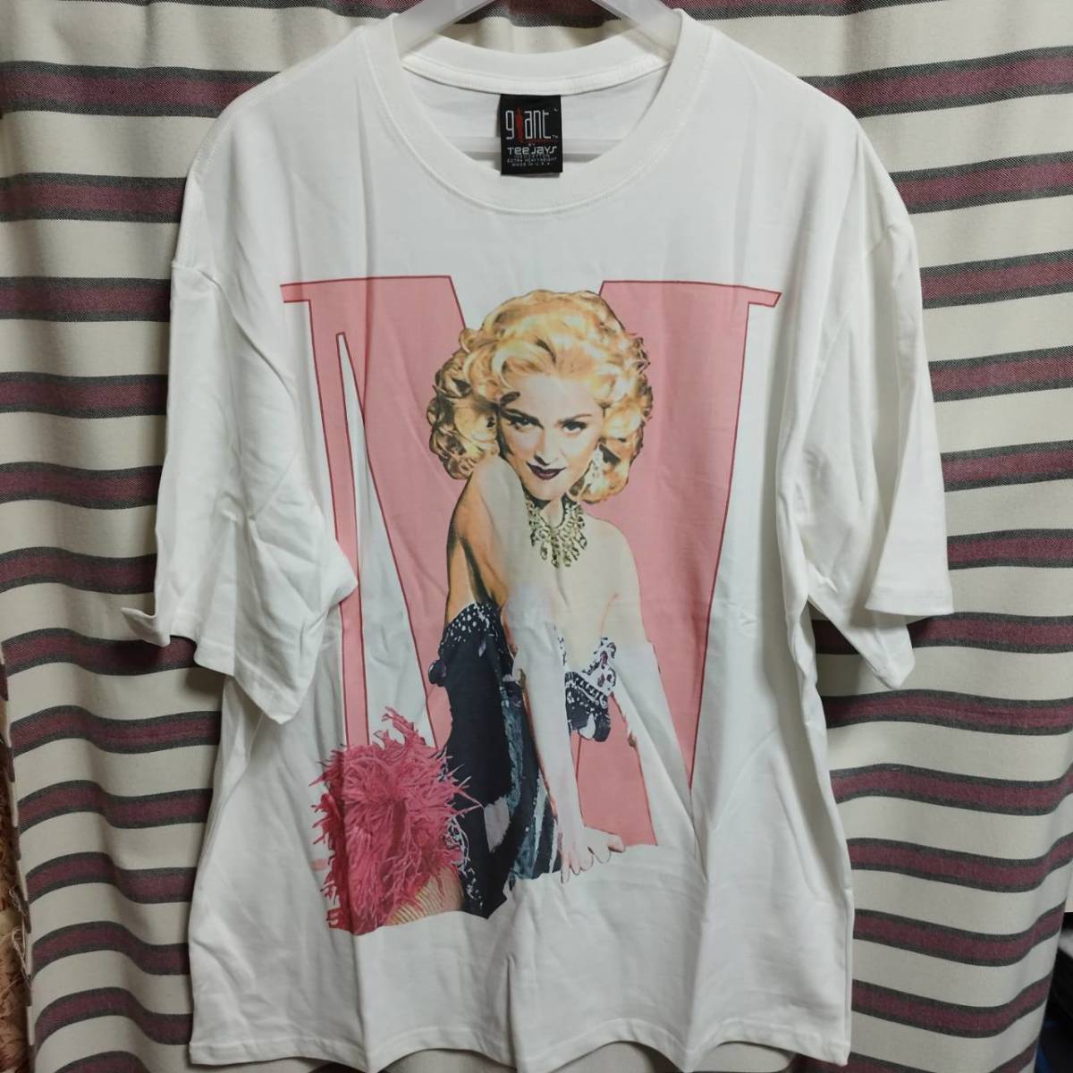  редкий популярный рисунок * Madonna MADONNA двусторонний BIG принт большой размер большой Silhouette Band частота футболка 