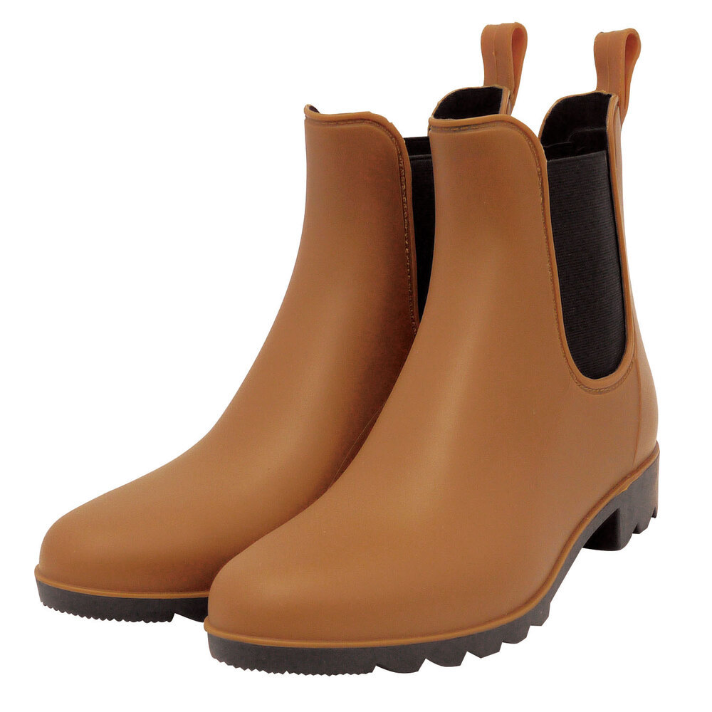 * Brown * L( approximately 24-25cm) * side-gore rain boots Zip corporation rain boots short boots side-gore boots rain shoes 