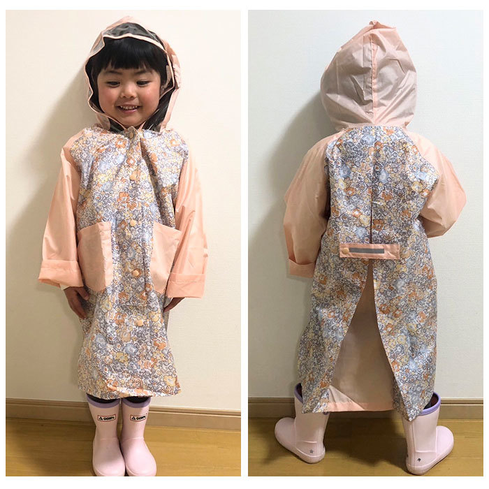 ☆ 小花/ピンク ☆ 130cm ☆ ATTAIN 女児 レインコート レインコート キッズ オシャレ ランドセル対応 女の子 レイン コート 子供 子ども_画像5