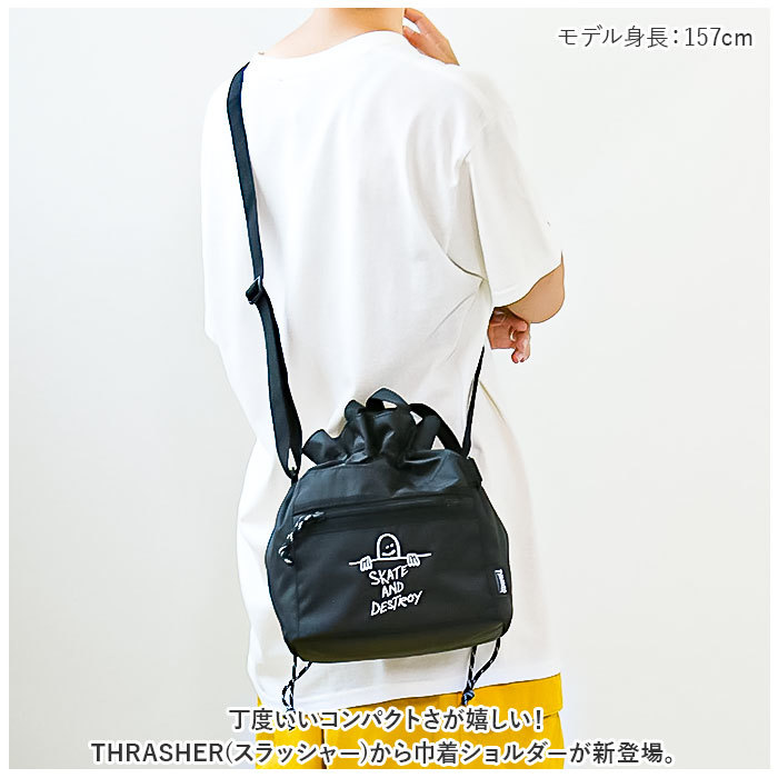 * BKSK * THRASHER Thrasher THR-266 Kinchaku Shoulder THRASHER Thrasher shoulder bag pouch shoulder bag shoulder 