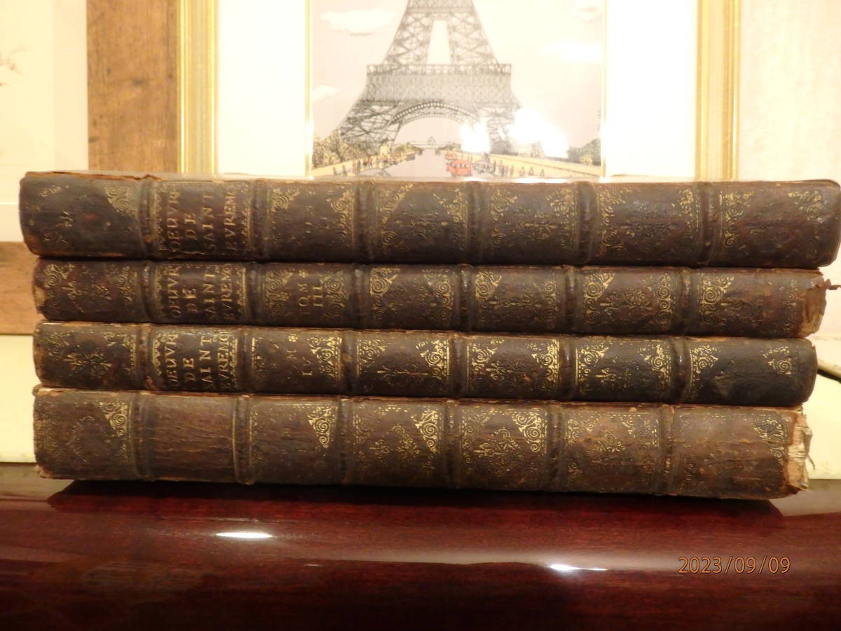 OEUVRES MESLEES 1705年ロンドン刊　総革装　３１cm×23，5cm　全２部4分冊 優良版 パリのクラブルイユ古書店で購入。_画像2