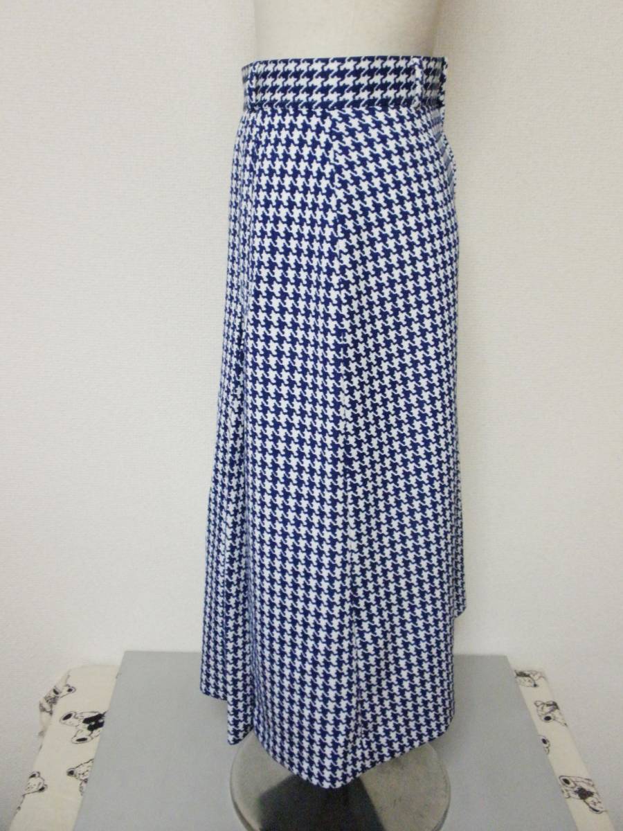  prompt decision retro old clothes navy blue white thousand bird pattern front pleated skirt * Showa era Vintage classical moz mode vintage 60 70 period 