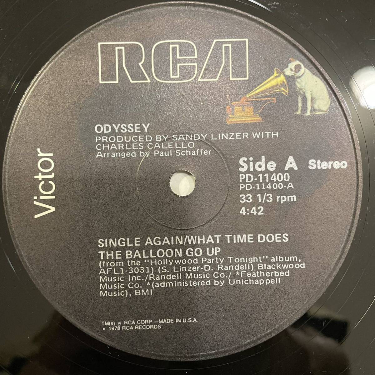 【12inch レコード】Odyssey 「Single Again/What Time Does The Balloon Go Up / Pride」RCA Victor PD-11400_画像1