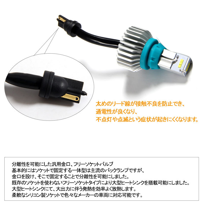 『＊FLD0337』T16 LED バックランプ 2個セット CSPチップ バックランプ 超寿命 高品質 ホワイト 6500k 2000LM アルミヒートシンク搭載の画像10