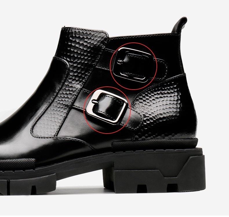 New* high quality men's short boots original leather double monk plain tu* thickness bottom ** black 24cm DJ
