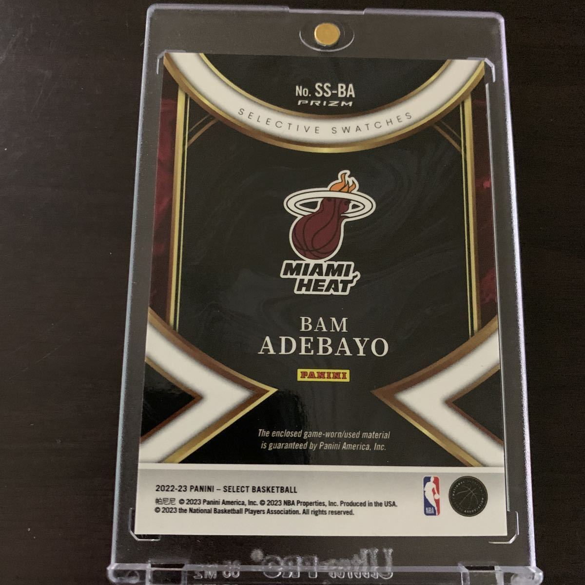 Bam Adebayo 2022-23 Panini Select Selective Swatches Silver Prizm ゲーム着用 バム・アデバヨ_画像2