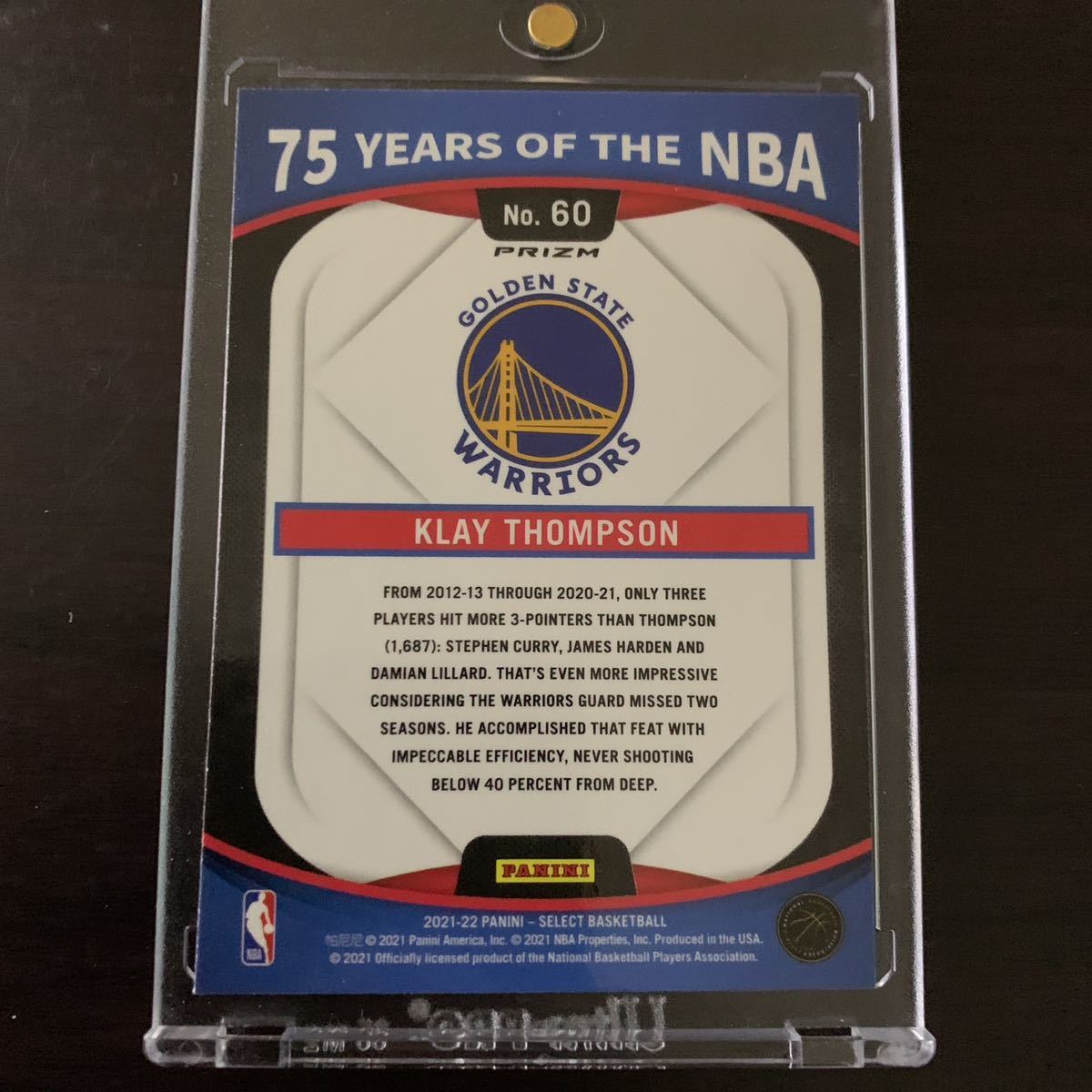 Klay Thompson 2021-22 Panini Select 75years of NBA Silver Prizm クレイ・トンプソン_画像2