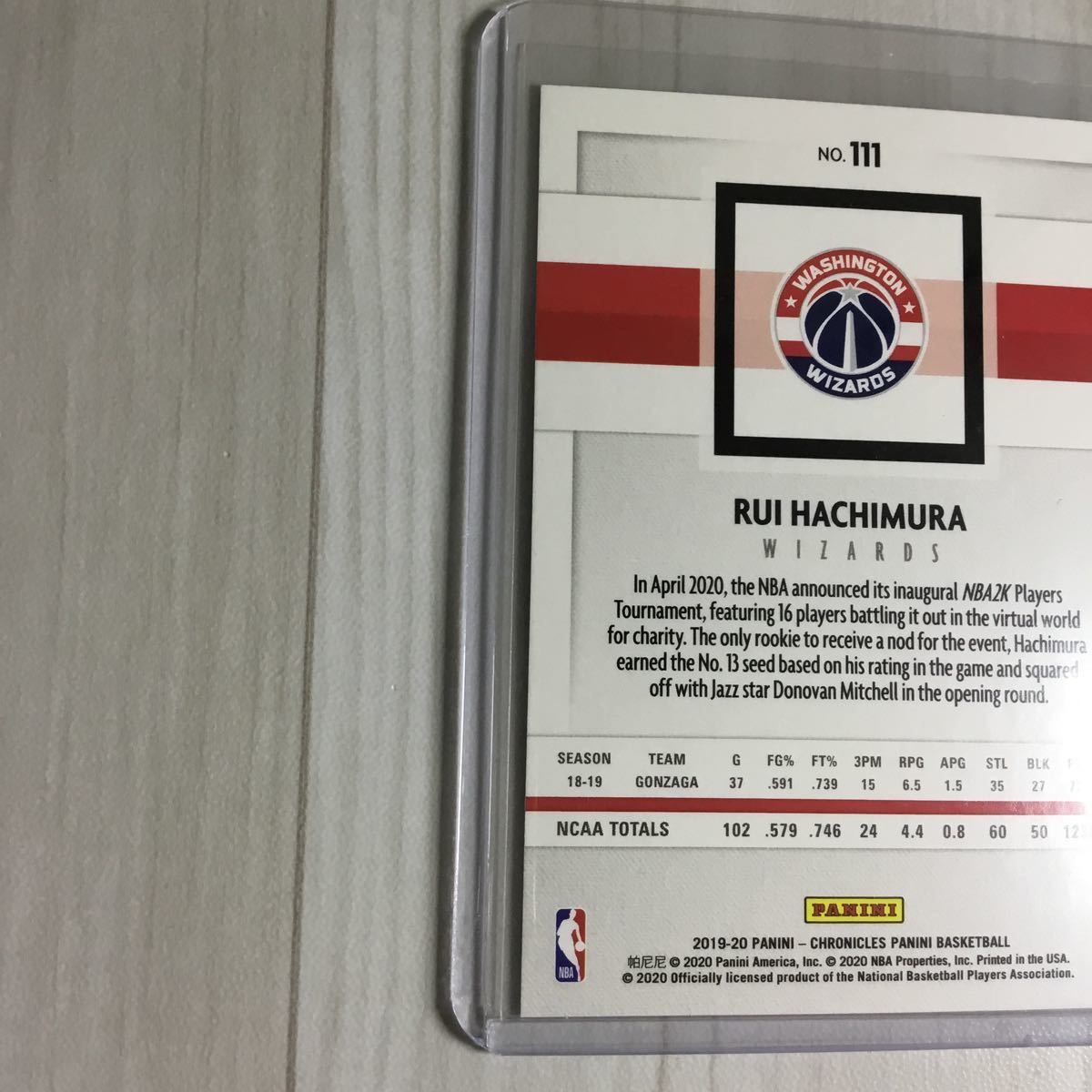 八村塁　ルーキーカード　PANINI CHRONICLES #111. 0781 NBA_画像5