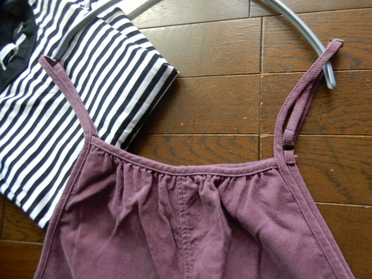 [Samansa Mos2/sa man sa Moss Moss ]Fsize corduroy adult pretty beautiful color purple easy wide pants overall 