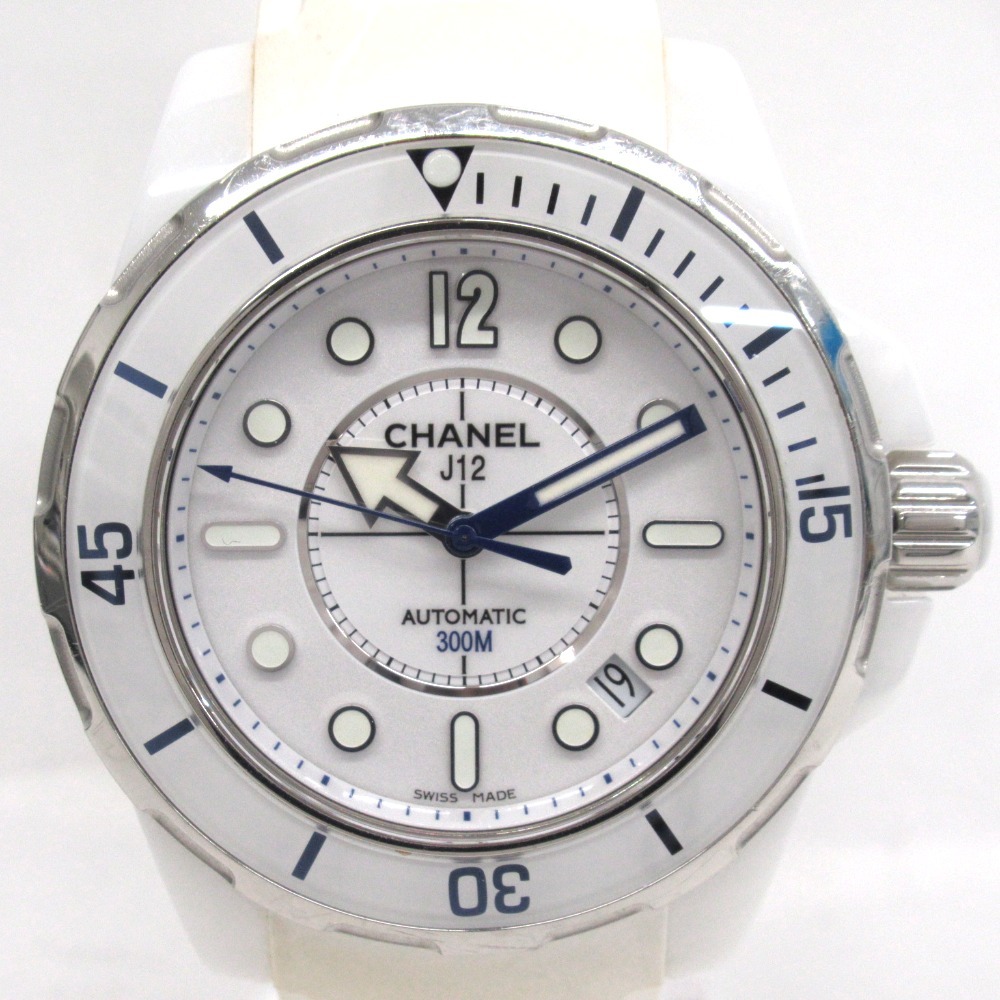 KR220141 シャネル 腕時計 自動巻き セラミック J12 MARINE デイト H2560 白系文字盤 メンズ CHANEL 中古