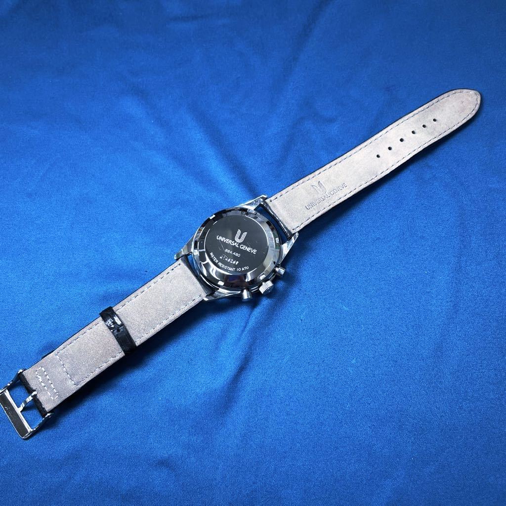 [ super rare beautiful goods ]UNIVERSAL GENEVE universal june-b Compaq s884.480 hand winding men's wristwatch leather belt 