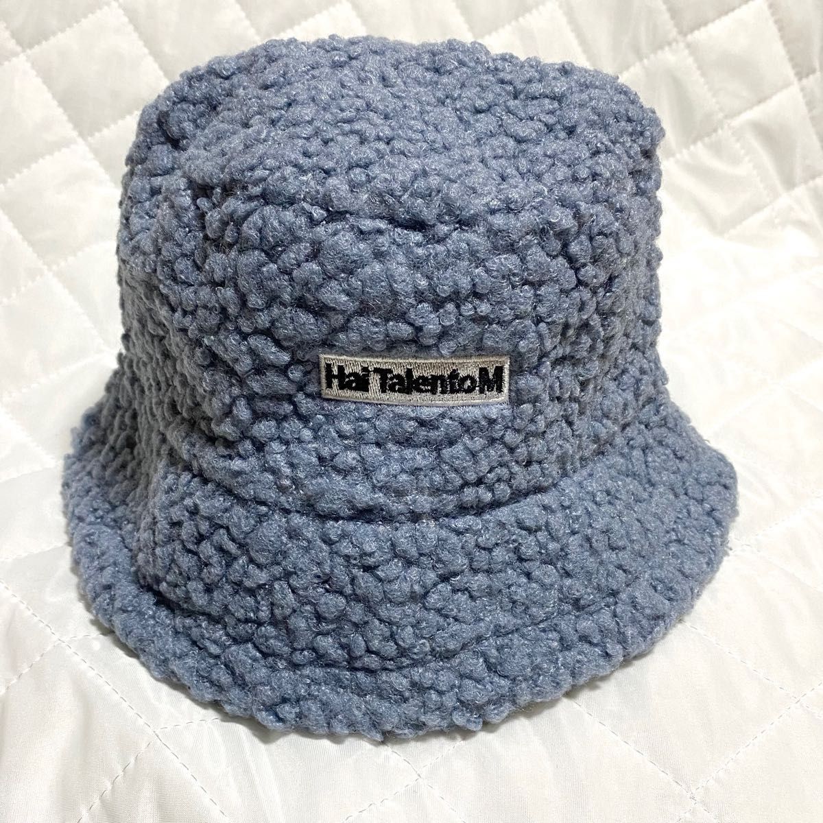 【月末セール】バケットハット 帽子 ブルーワンポイント ポケッタブル 防寒 ボアハット 小顔効果 男女兼用 青