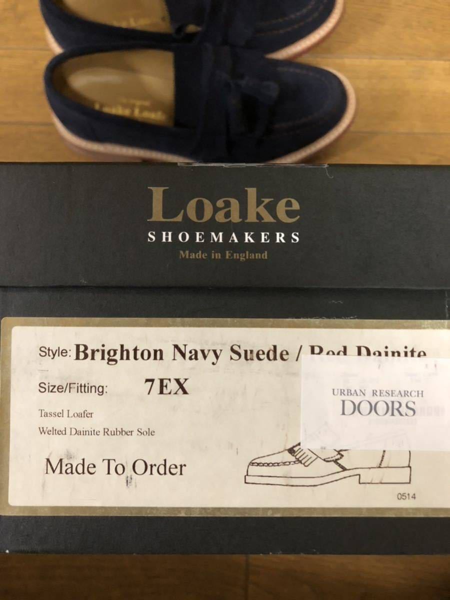 LOAKE タッセルローファー ネイビースエード サイズ7EX ローク Brighton Navy Suede / Red Dainite_画像8