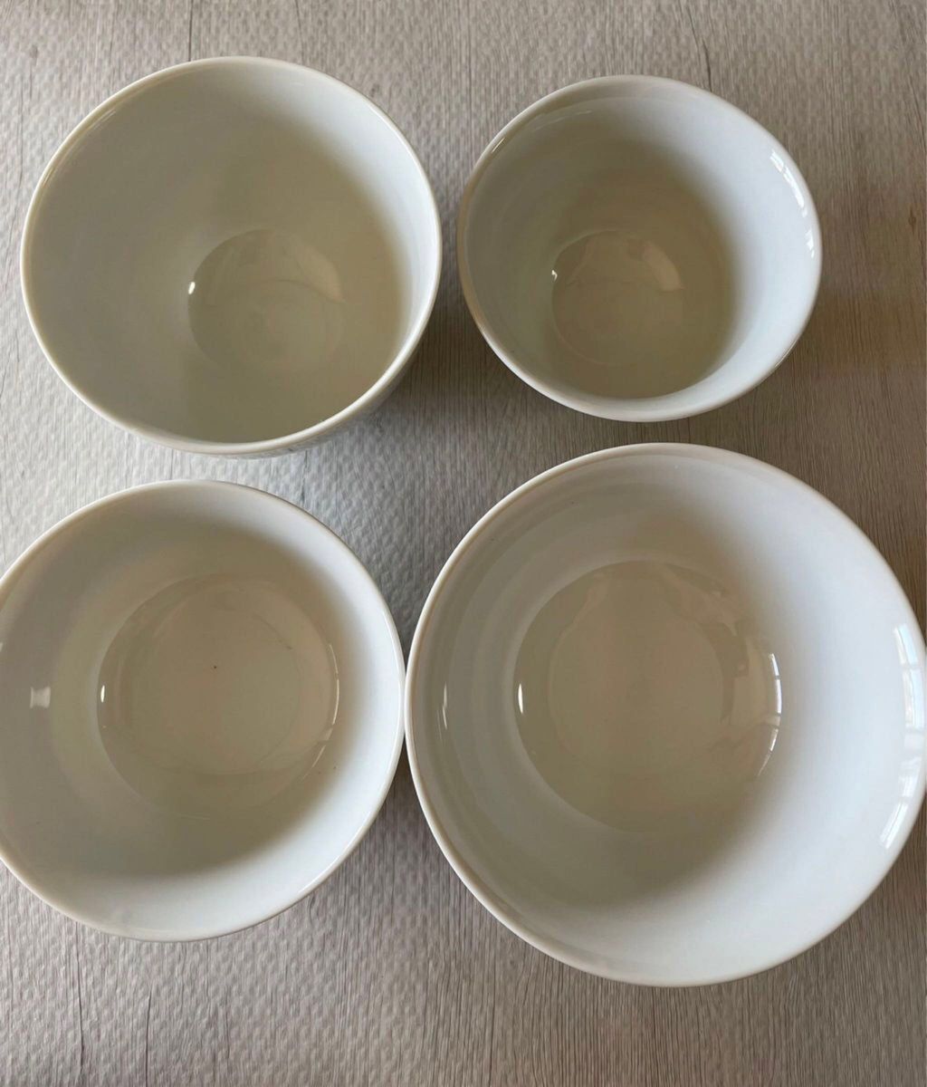 美濃焼 日本製 新品 陶磁器 丸鉢 飯碗  茶碗 ホワイト系 4種類まとめ 計8点セット