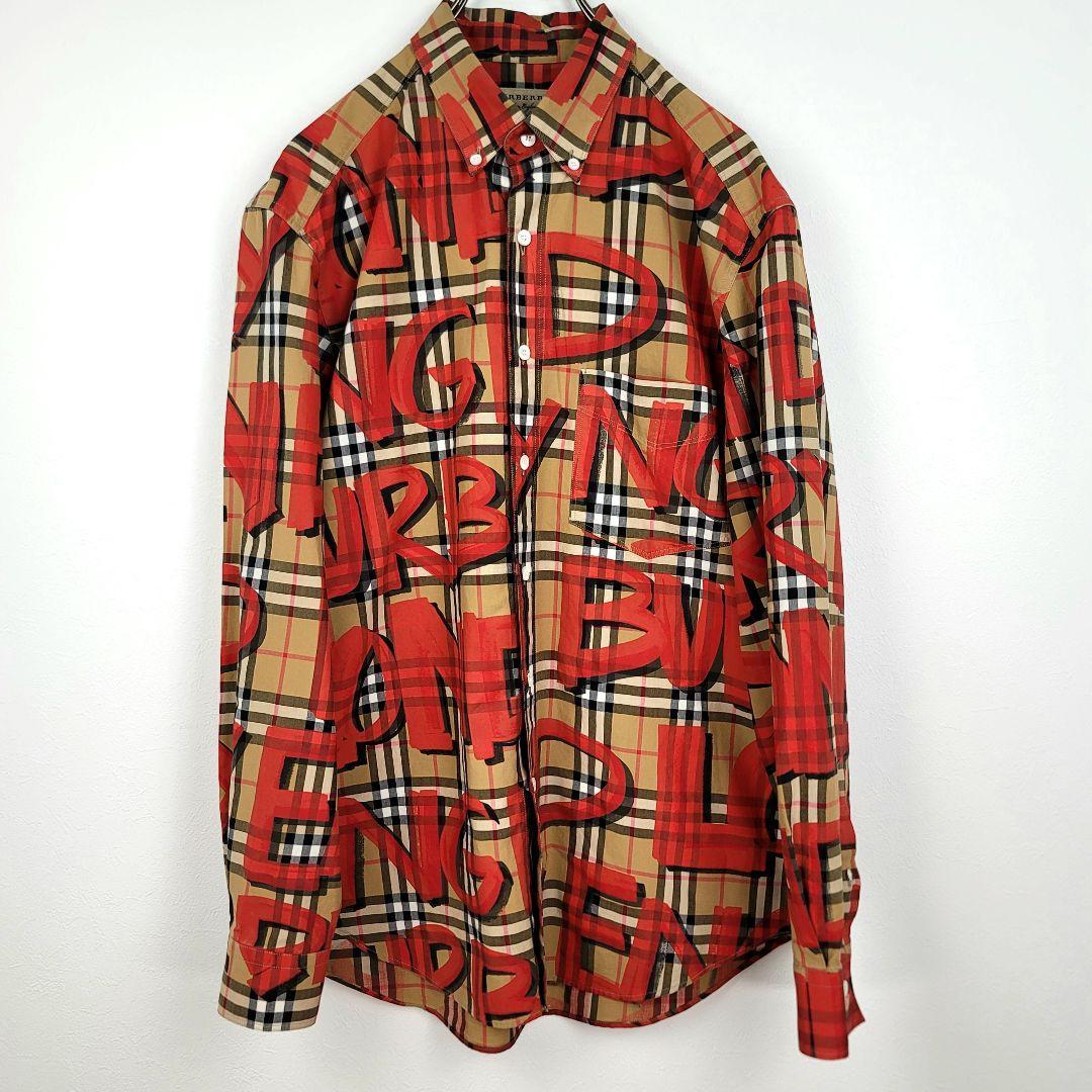 極美品】BURBERRY グラフィティ プリント ノバチェック シャツ L-