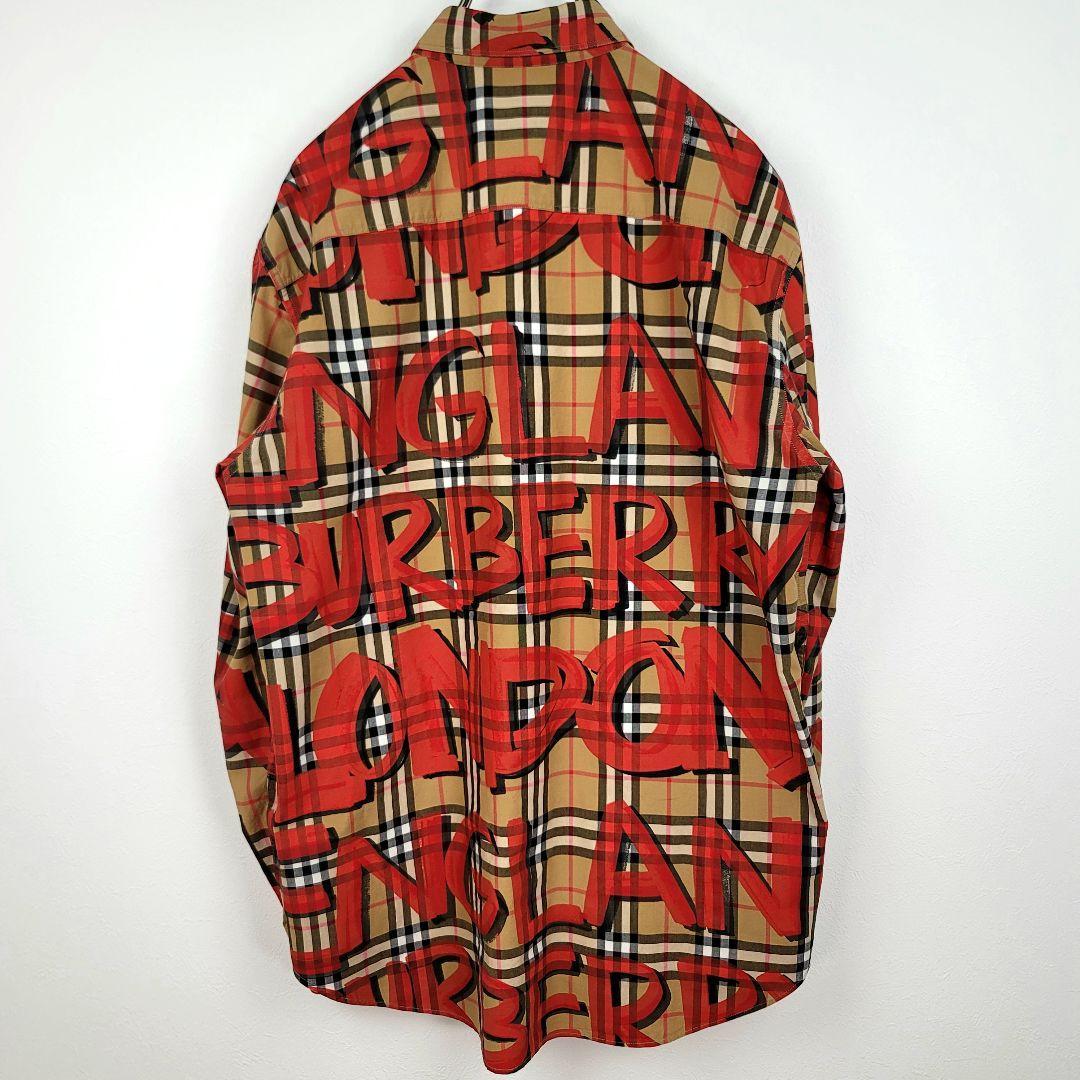 極美品】BURBERRY グラフィティ プリント ノバチェック シャツ L-