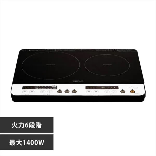 店舗良い 【新品】アイリスオーヤマ2口IHコンロ (脚無) ブラック IHK