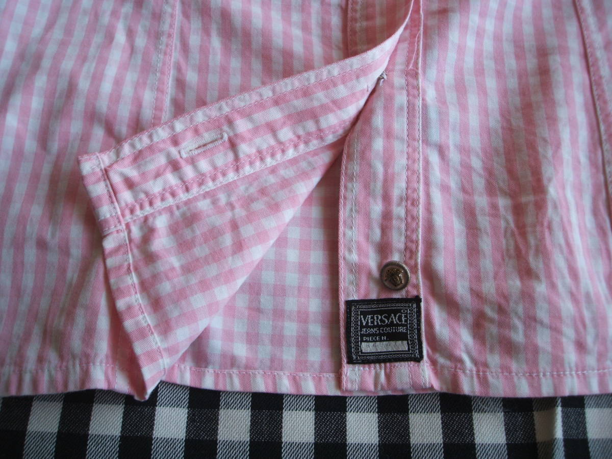  Versace JEANS COUTURE pink silver chewing gum shirt XS sleeveless 