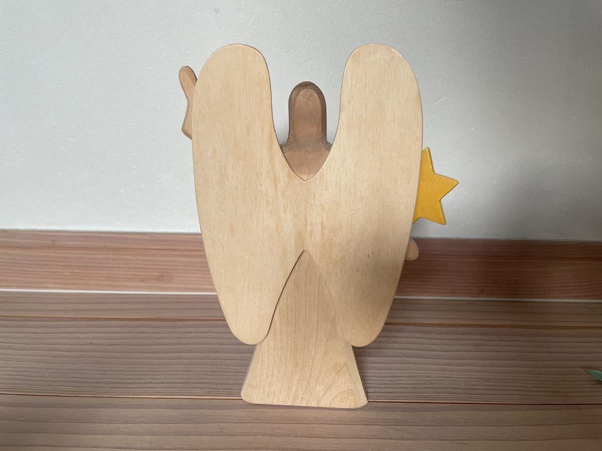 [ with defect ] male to Hymer star . hold angel H23cm wooden toy ostheimer ornament 