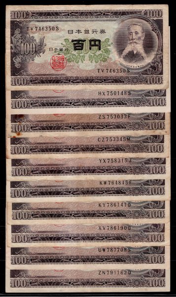  Japan note Japan Bank ticket board ...100 jpy .100 sheets 2
