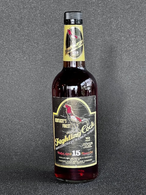 送料込み：Fighting Cock 15years Bourbon Whiskey ファイティングコック 15年 バーボンウイスキー 51.5% 未開封 古酒 ヘブンヒル蒸留所のサムネイル