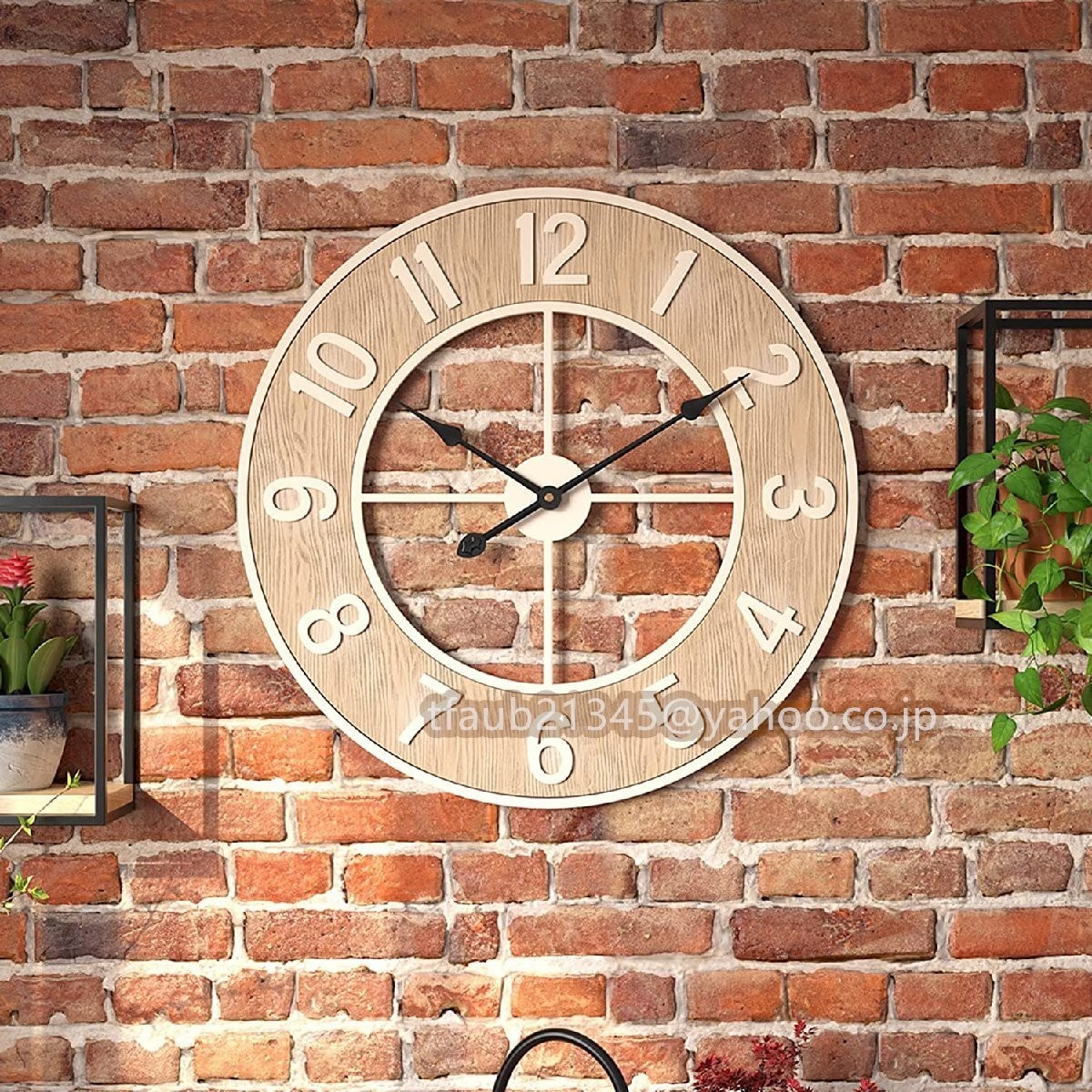 掛け時計 60cm 工業スタイル おしゃれ 壁掛け時計 レトロ金属 円形 連続秒針 アンティーク ウォールクロック インテリア 時計 北欧_画像1