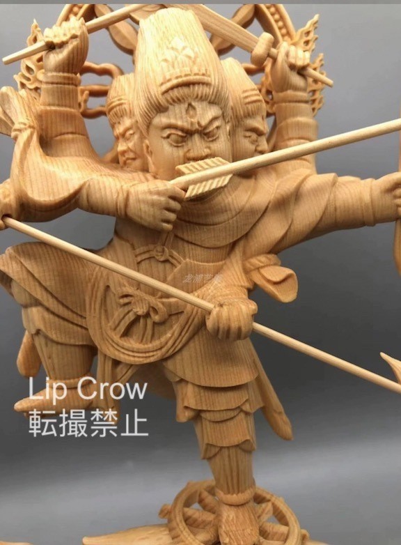 Bibian 比比昂- 新品木彫仏像精密細工摩利支天立像高さ28cm 総檜 Bibian 比比昂- 新品木彫仏像精密細工摩利支天立像高さ28cm 総檜