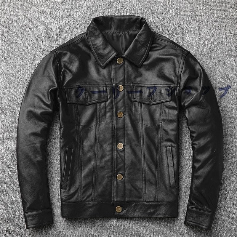 ライダースジャケット レザージャケット 牛革 バイクジャケット ヴィンテージ革ジャン メンズファッション M~4XL 黒