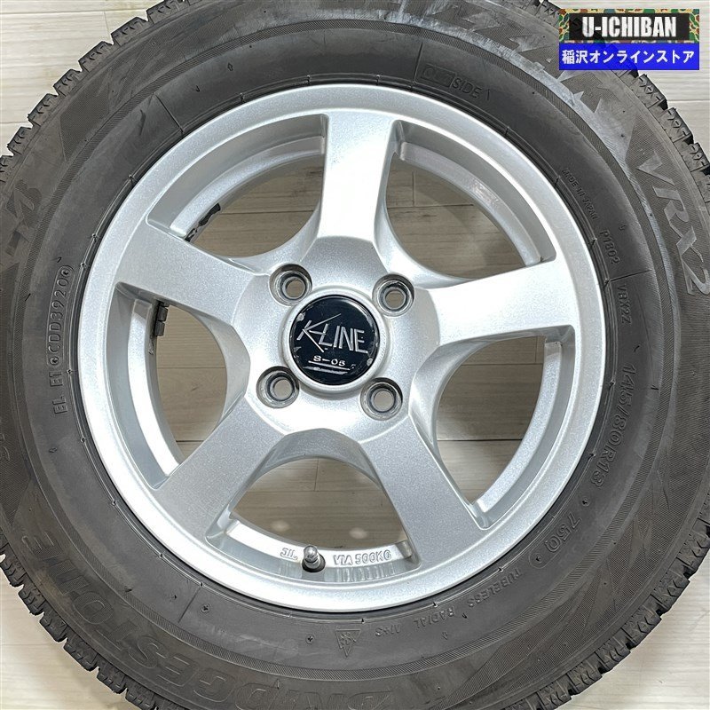 軽 ～L370系 タント HA36 アルト JF1 Ｎ-BOX 等 K-LINE 4-13+42 4H100 ブリヂストン VRX2 145/80R13 13インチ スタッドレス 4本セット 009k_画像2