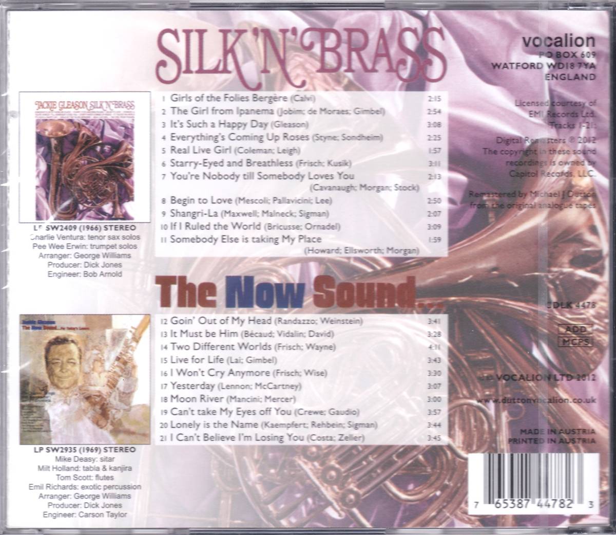 ☆JACKIE GLEASON(ジャッキー・グリースン)/Silk’N’Brass＆The Now Sound『66年＆69年発表の超大名盤２in１』◆初CD化＆激レア未開封新品_画像2