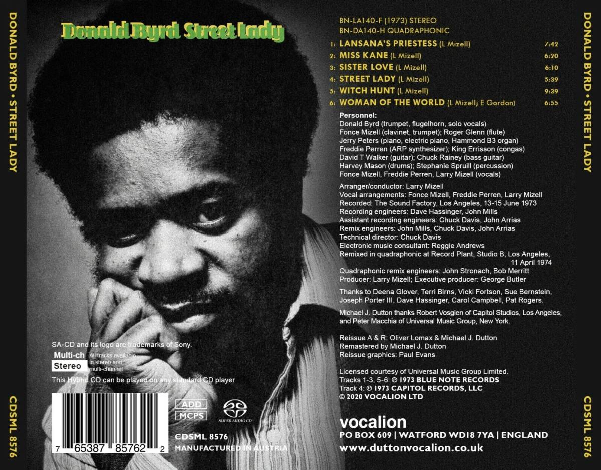 ☆DONALD BYRD(ドナルド・バード)/Street Lady◆73年発表のレア・グルーヴの超大名盤◇レアな高音質ハイブリッドSACD仕様＆未開封の新品★_画像2