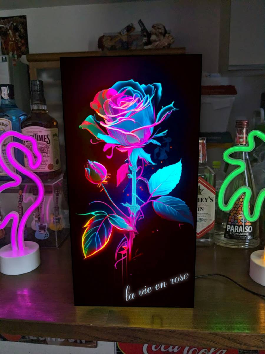【Lサイズ】ラビアンローズ バラ ばら 薔薇 ROSE 花 店舗 自宅 パーティー サイン ランプ 看板 置物 雑貨 ライトBOX 電飾看板 電光看板