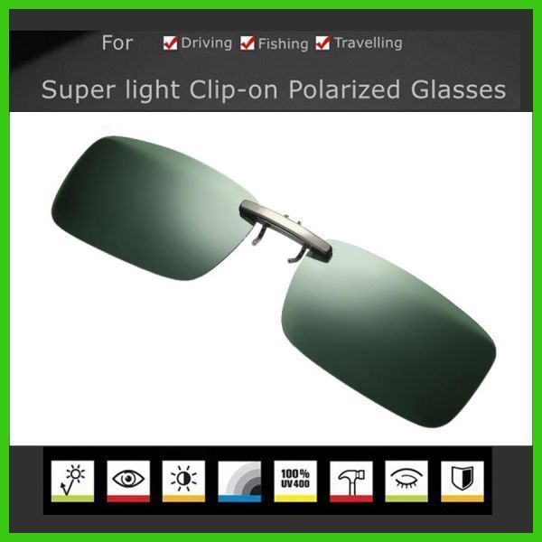  dark green super light weight 6g clip-on polarized light sunglasses /UV 400*gila exist * reflection light reduction * anti g rare lens /