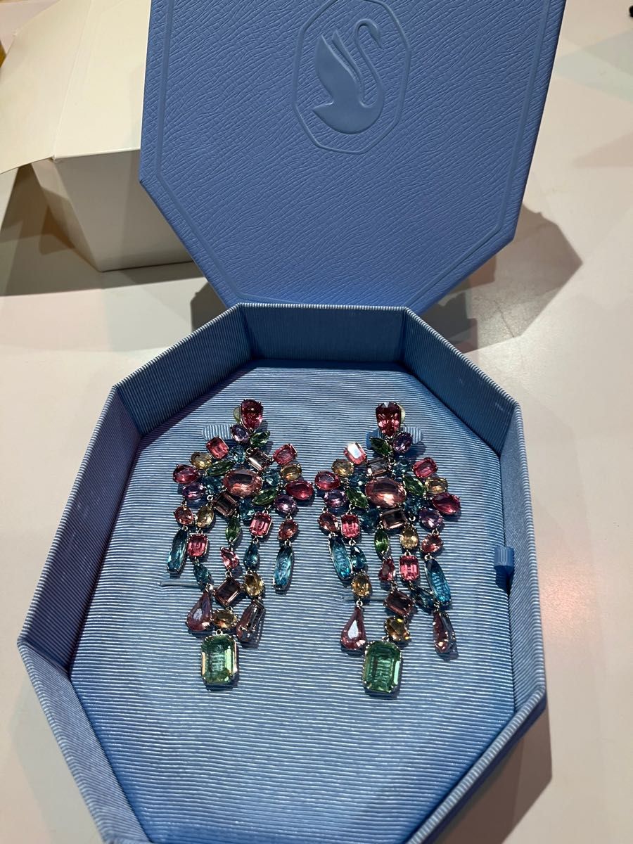 SWAROVSKI ピアス クリスタル シルバー×ネイビー×マルチ アクセサリー