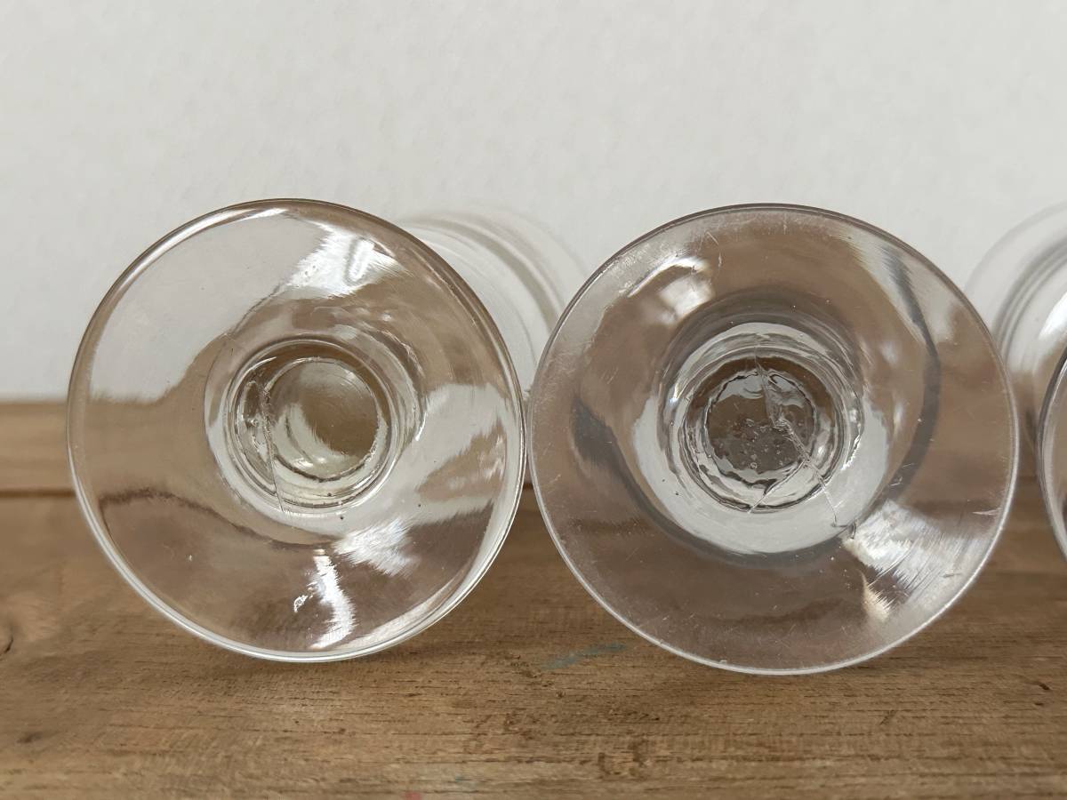 フランス アンティーク ビストログラス 4客セット G / 19世紀 手吹きガラス 気泡 ゆらゆらガラス 古道具 ワイングラス _画像6