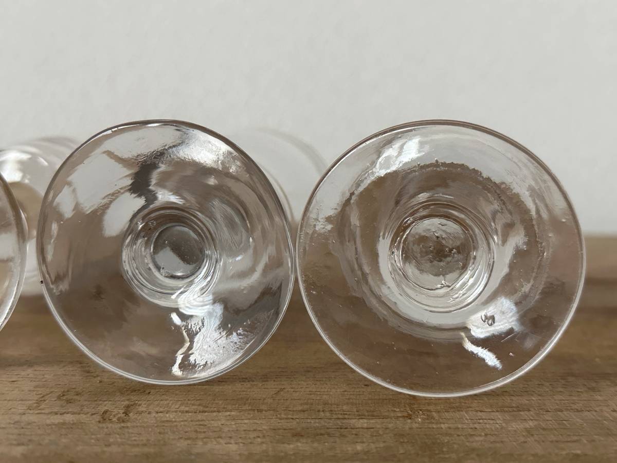 フランス アンティーク ビストログラス 3客セット F / 19世紀 手吹きガラス 気泡 ゆらゆらガラス 古道具 ワイングラス _画像7