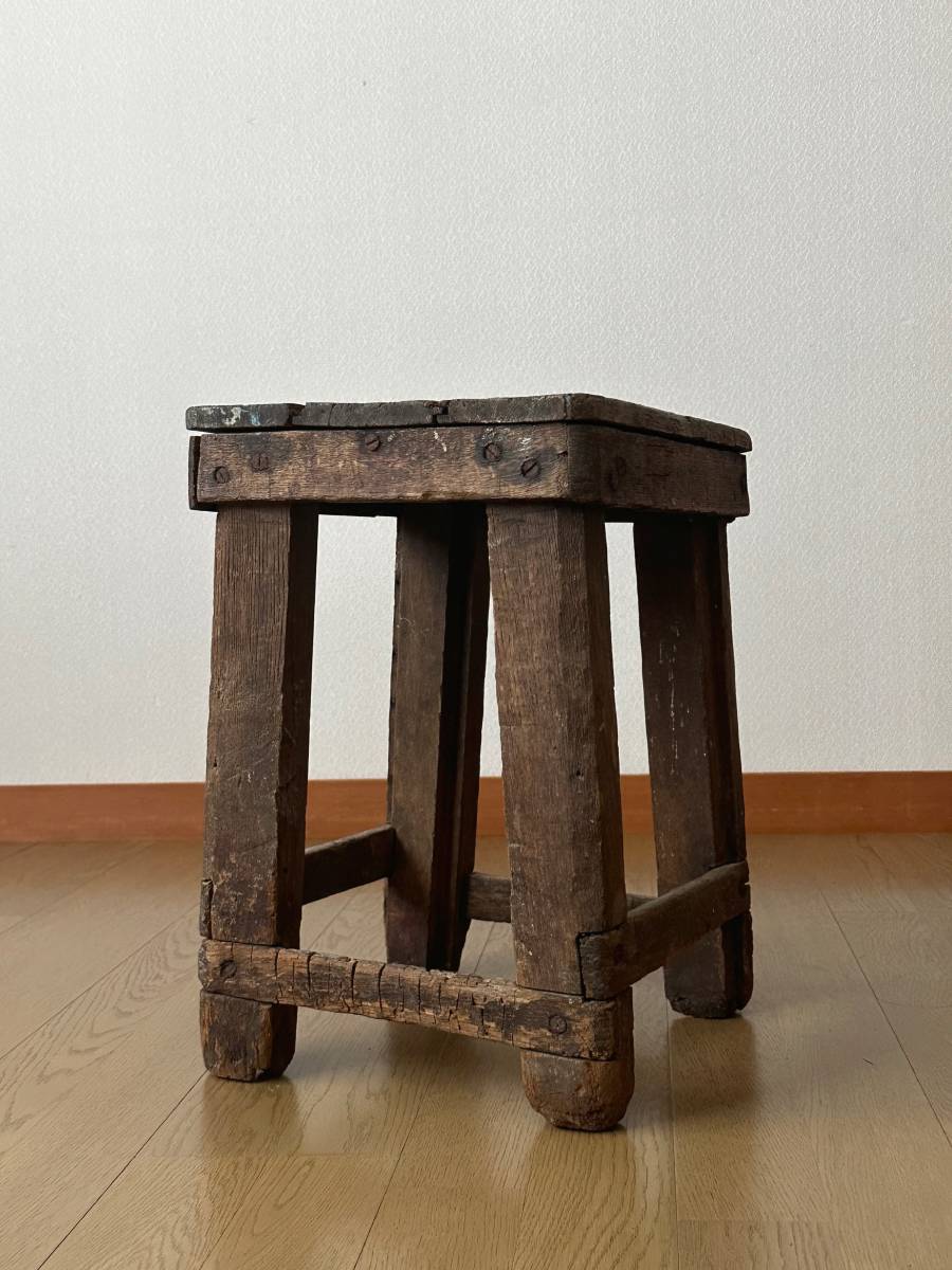 フランス アンティーク スツール / イス スツール ダイニングチェア 木製 カフェ 椅子 ベンチ _画像4