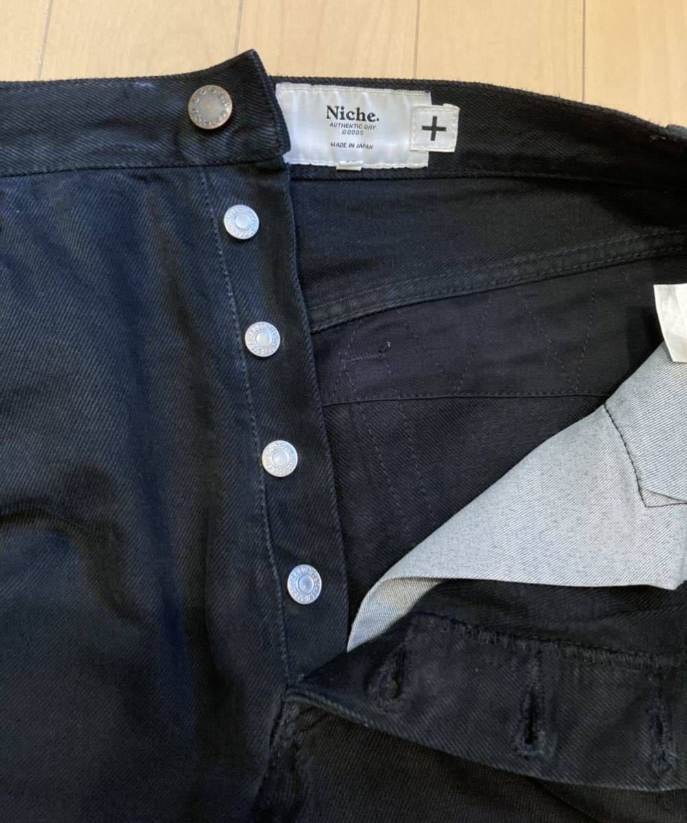 Niche. ニッチ Remake Black Denim Pant's リメイクブラックデニムパンツ サイズM 日本製 made in japan レザー切り替え Leatherの画像4