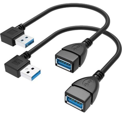 左L型+右L型 Sinate USB 3.0 Lタイプ90°方向変換ケーブルUSB 3.0延長ケーブルタイプA公型A母超高速