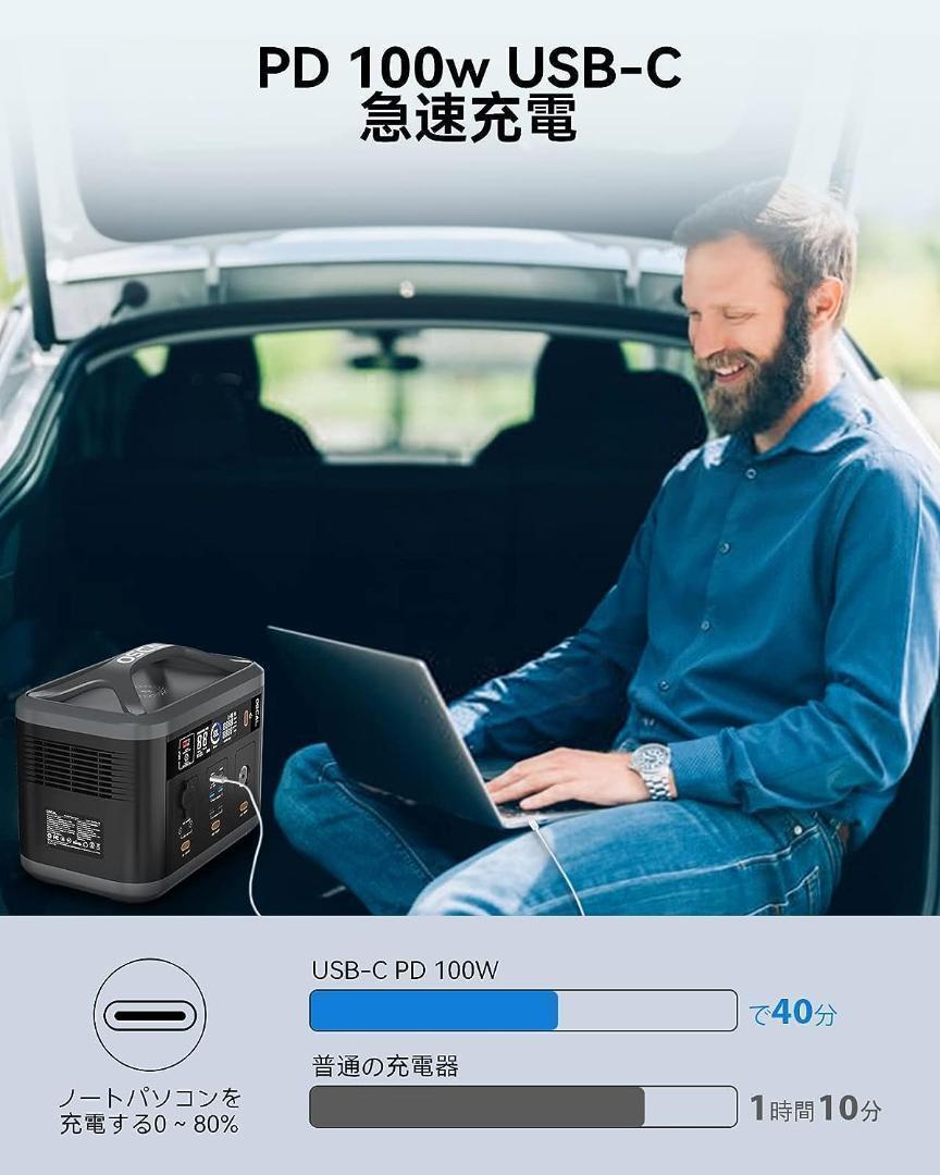 大特価ポータブル電源 大容量 666Wh AC700W(最大1400W)/