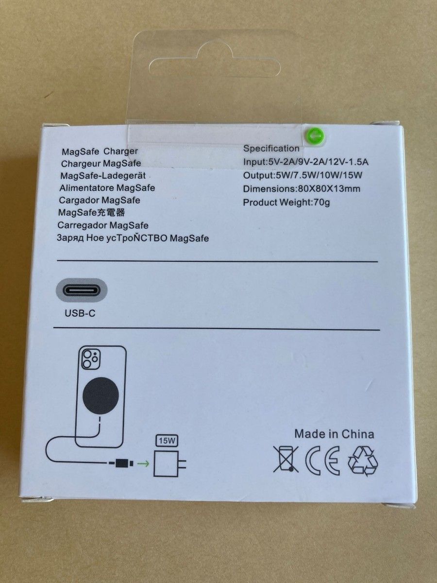 Magsafe充電器+電源アダプタ+ iPhone15plus クリアケースw