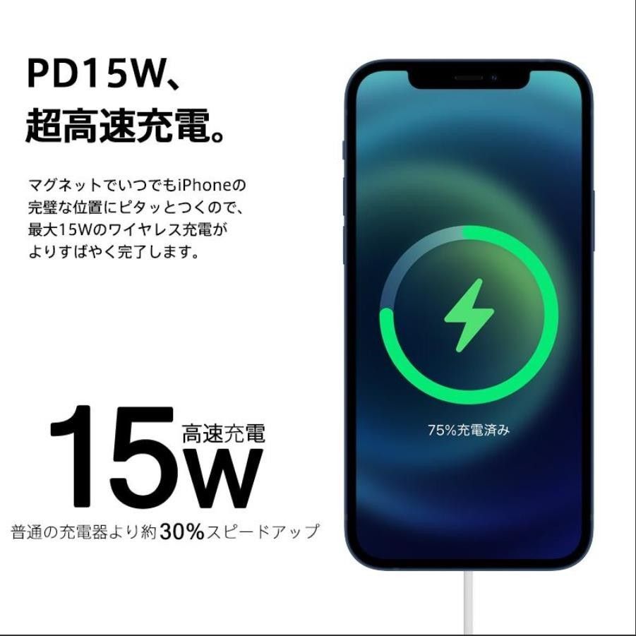 MagSafe充電器 マグセーフ 15W+ iphone15proクリアケースb