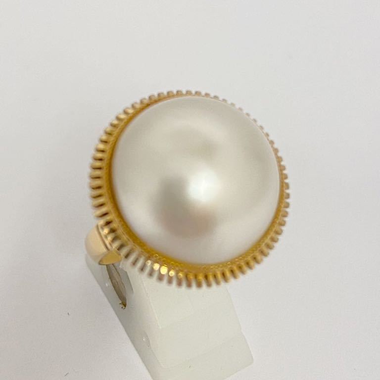 正規品販売! 極美品 上質 K18 YG 大粒 マベパール リング 8.7g サイズ