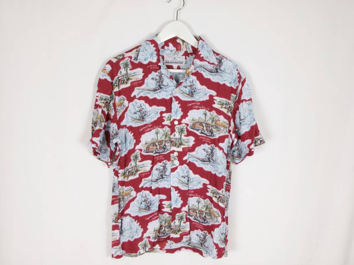 美品 ショウナンボウ SHONANBO JOYMARK DESIGN アロハシャツ オープンカラーシャツ 柄 パターン 半袖 S メンズ 中古 /FB
