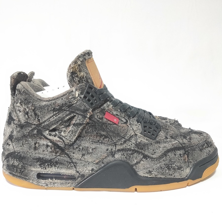 美品 カスタム NIKE AIR JORDAN 4 RETRO LEVIS NRG AO2571-001 US9.5 27.5cm ブラックデニム メンズ /KKE_画像3