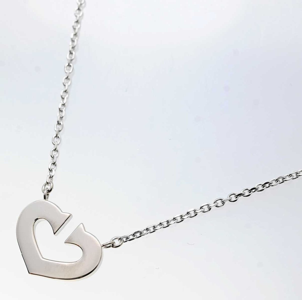 3132* Cartier Cartier 750WG white gold C Heart necklace lady's 