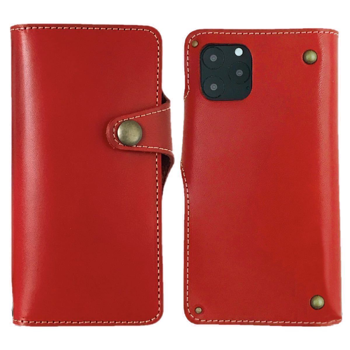 * Tochigi leather iPhone14 Pro Max cow leather smartphone case notebook type cover original leather leather red made in Japan vo- Noah two wheels *